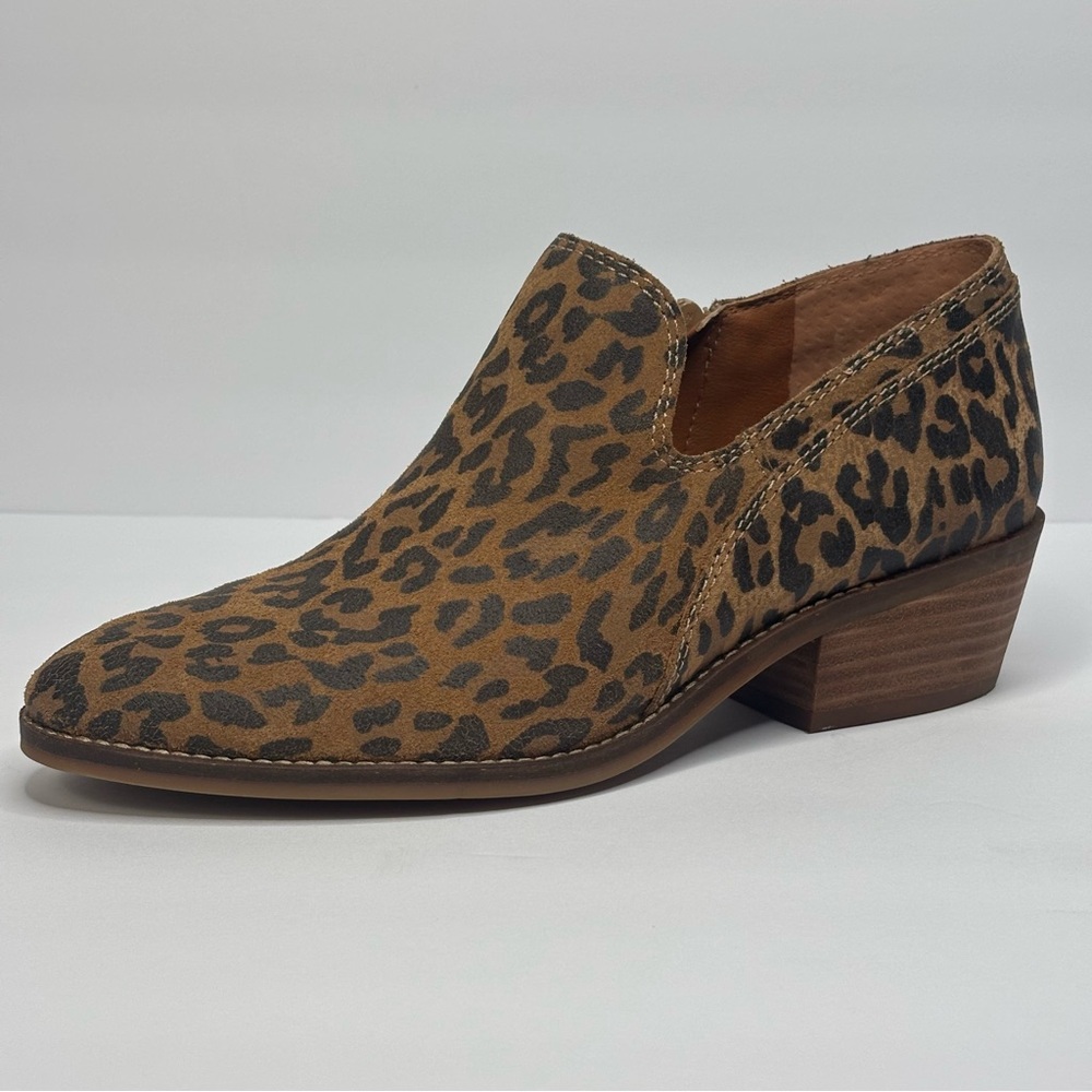 Lucky Brand Women's Leopard Print Fanky Ankle Boots side zip 9 M